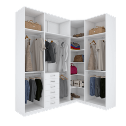 KIT CLOSET COM GAVETEIROS E CABIDEIRO A 2,50 M311.B MUNDI MOVEIS - 1