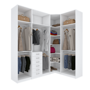 KIT CLOSET COM GAVETEIROS E CABIDEIRO A 2,50 M311.B MUNDI MOVEIS