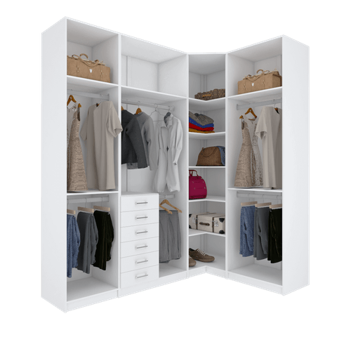 KIT CLOSET COM GAVETEIROS E CABIDEIRO A 2,50 M311.B MUNDI MOVEIS