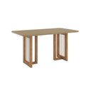 Ver imagem 2 de Mesa Yara para 6 Lugares Tampo de 160cm Canto Arredondado com Vidro Marrom/Nature