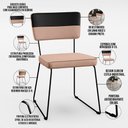 Ver imagem 6 de Mesa De Jantar Capri 160 Off White 6 Cadeiras Allana B05 Faixa Corano Preto Linho Rosê - Lyam