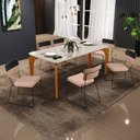 Ver imagem 2 de Mesa De Jantar Capri 160 Off White 6 Cadeiras Allana B05 Faixa Corano Preto Linho Rosê - Lyam