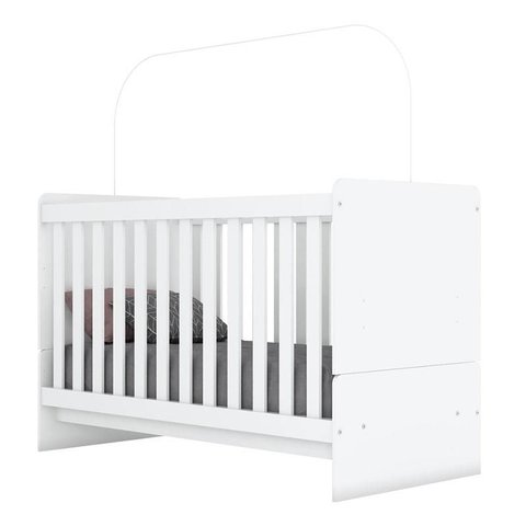 Berço Nacional e Cômoda Infantil Labirinto Branco Brilho - Henn