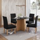 Ver imagem 1 de Sala Jantar Isa 120cm Vidro 4 Cadeiras Elegance Preto/Mel
