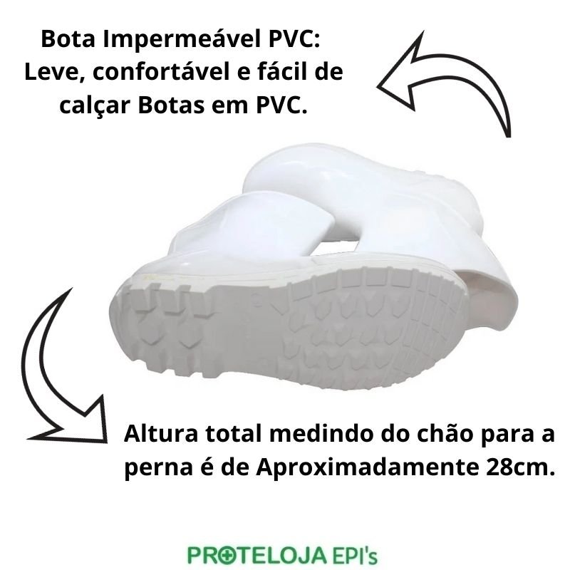 Bota Galocha PVC Branca Impermeável não Molha os Pés Lavagem Alimentos Cozinha Pastelaria Peixaria A - 4
