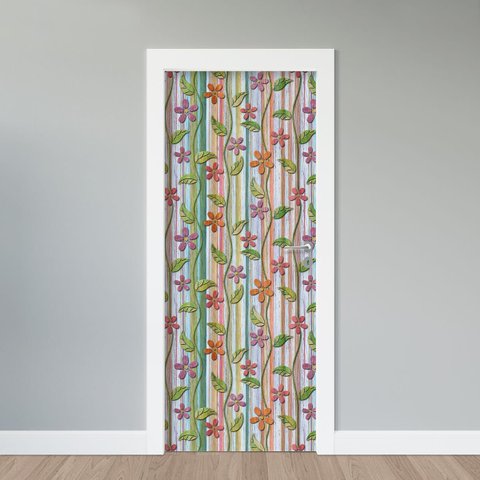 Adesivo de Porta - Madeira Relevo Colorido