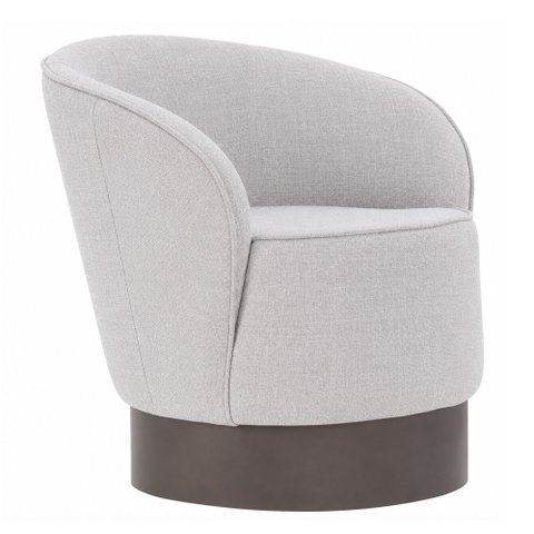 Poltrona Girátoria Base Aço Serene Linho Cinza Claro - Sallar Home
