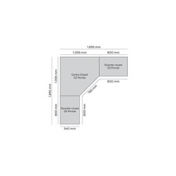 Guarda-roupa Modulado de Canto Closet com Espelho 6 Portas 3 Gavetas Seletto - 5