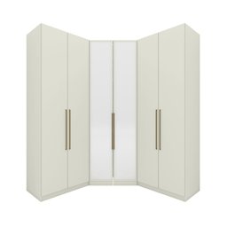 Guarda Roupa Modulado de Canto com Espelho 6 Portas 3 Gavetas Seletto Areia - 2