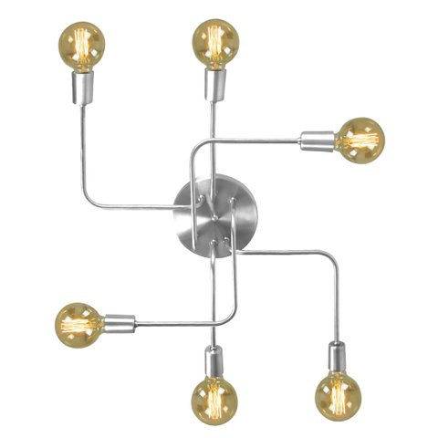 Lustre Plafon Hashtag Escovado De 6 Braços