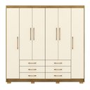 Ver imagem 3 de Roupeiro 100% MDF Canadá 223cm 6 Gavetas e 6 Portas - Nature/ Champanhe Vila Rica