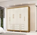 Ver imagem 1 de Roupeiro 100% MDF Canadá 223cm 6 Gavetas e 6 Portas - Nature/ Champanhe Vila Rica