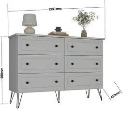 Cômoda para Quarto 6 Gavetas 95x136x43,3 C Fort - 3