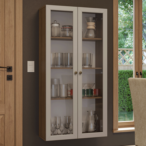 Módulo Cristaleira 70 cm 2 Portas de Vidro Rustic/Crema Vik Madesa