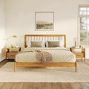 Ver imagem 4 de Cama King Frame 100 % Madeira Maciça Bege/Caramelo