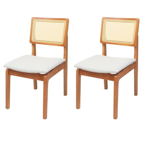 Kit 2 Cadeiras Veneza Madeira Maçicaalt 86 cm X 43cm x 55 cm Marrom/Offwhite