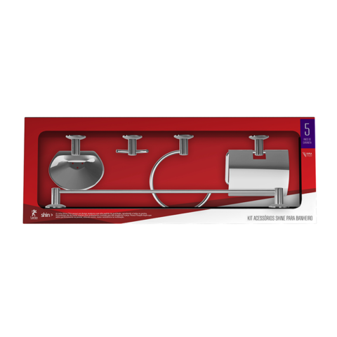 Kit Banheiro Metal Shine Thin 05 Peças Leão