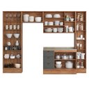 Ver imagem 2 de Cozinha Completa 5 Peças Milla Ultra com Armário e Balcão e Cristaleira Nogueira e Cinza Carraro