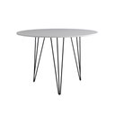 Ver imagem 3 de Mesa De Jantar Redonda 90Cm Branca Clips 3 Pés Ferro Preto Cor: Branco