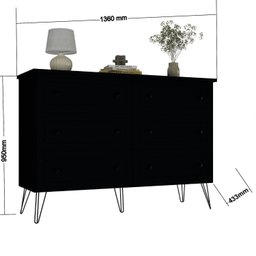 Cômoda para Quarto 6 Gavetas 95x136x43,3 Cm Fort - 3