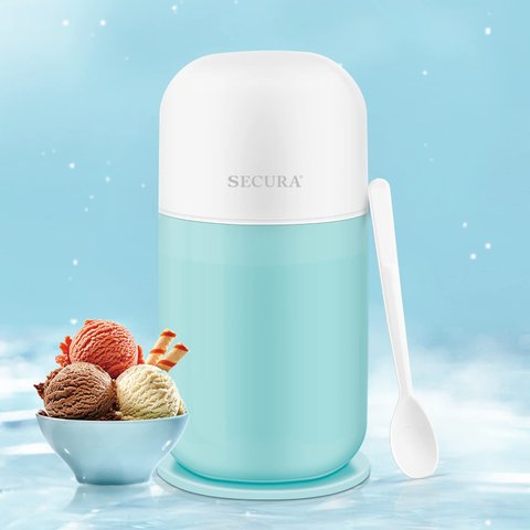 Secura Máquina de Sorvete Elétrica Mini, 400ml, para Sorvete e Iogurte Gelado