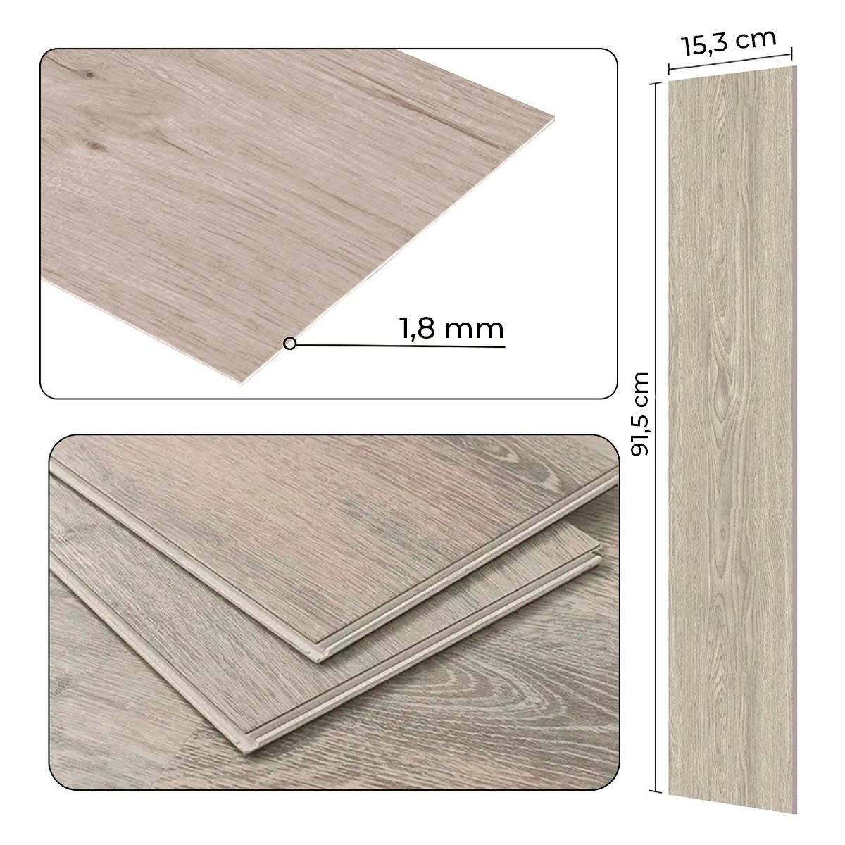 Piso Vinílico Auto Adesivo Régua Madeira Manta Caixa 5m² Cor Bege Riscado Brinovar - 7