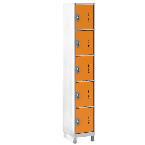Armário Industrial 5 Portas Pequenas em Aço:laranja