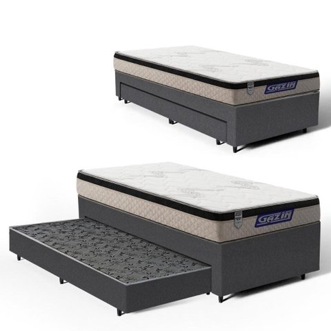 Cama Box com Colchão Gazin de Espuma D33 Pillow In Force Mid + Auxiliar de Molas Solteiro 88 cm
