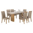 Ver imagem 2 de Mesa de Jantar Ambiente Júlia 180x90cm Cinamomo Off White com 6 Cadeiras Lara Linho Bege - Valdemóve