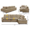Ver imagem 2 de Sofá de Canto Retrátil e Reclinável com Molas 3,40x2,00 Viena Suede Bege Mirra Decor