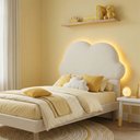 Ver imagem 1 de Cabeceira Infantil Cama Solteiro 120cm Orgânica Curva Nuvem Bouclê Off White - Montanari's Decor