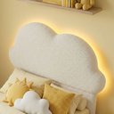 Ver imagem 3 de Cabeceira Infantil Cama Solteiro 120cm Orgânica Curva Nuvem Bouclê Off White - Montanari's Decor