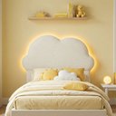 Ver imagem 2 de Cabeceira Infantil Cama Solteiro 120cm Orgânica Curva Nuvem Bouclê Off White - Montanari's Decor
