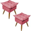 Ver imagem 1 de Kit 2 Puff Decorativo Quadrado para Sala Quarto Penteadeira Recepção Alice Pé Palito Castanho Suede