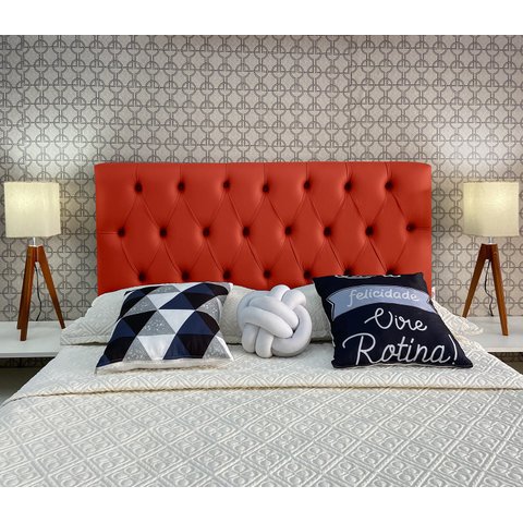 CABECEIRA ESTOFADA CAPITONE LUNA CORINO VERMELHO SOLTEIRO 90 X 60 RBL
