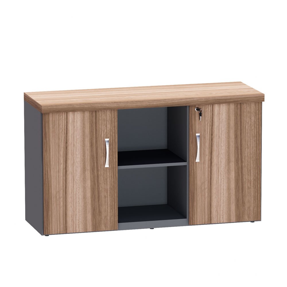 Armário Credenza com Prateleira Pe 40 Pandin 1,20 M Walnut e Grafito