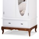 Ver imagem 4 de Guarda Roupa Solteiro Com Espelho 2 Portas 1 Gaveta 60406E Linz Móveis - Branco/Imbuia