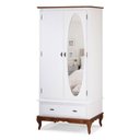 Ver imagem 1 de Guarda Roupa Solteiro Com Espelho 2 Portas 1 Gaveta 60406E Linz Móveis - Branco/Imbuia