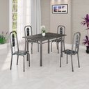 Ver imagem 1 de Conjunto de Mesa Tubular 120x75cm Tampo Ardósia Indiano com 4 Cadeiras Lívia Prata/Preto Floral/Mart