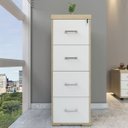 Ver imagem 2 de Armário Arquivo para Escritório 4 Gavetas com Chave Carvalho/branco