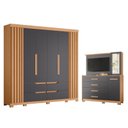 Ver imagem 1 de Guarda Roupa Casal Doble 06 Portas e Cômoda Ilhabela 02 Portas 04 Gavetas Freijo Titanium White - m