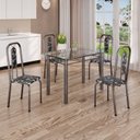 Ver imagem 1 de Conjunto de Mesa Tubular 100cm x 60cm Tampo com 4 Cadeiras Lívia Prata/Preto Floral/Mart
