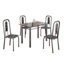 Ver imagem 2 de Conjunto de Mesa Tubular 100cm x 60cm Tampo com 4 Cadeiras Lívia Prata/Preto Floral/Mart