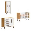 Ver imagem 6 de Quarto de Bebê Completo Guarda-Roupa, Berço e Cômoda Q-Encanto Retrô Marrom/Freijo Toq/Branco Acetinado