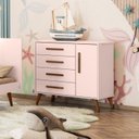 Ver imagem 4 de Quarto de Bebê Completo Guarda-Roupa, Berço e Cômoda Q-Encanto Retrô Rosa/Acetinado