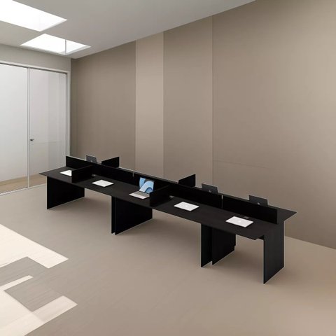 Mesa Estação de Trabalho 12 Lugares 5.40x1,20 Preta  Atacadão Moveis Escritório