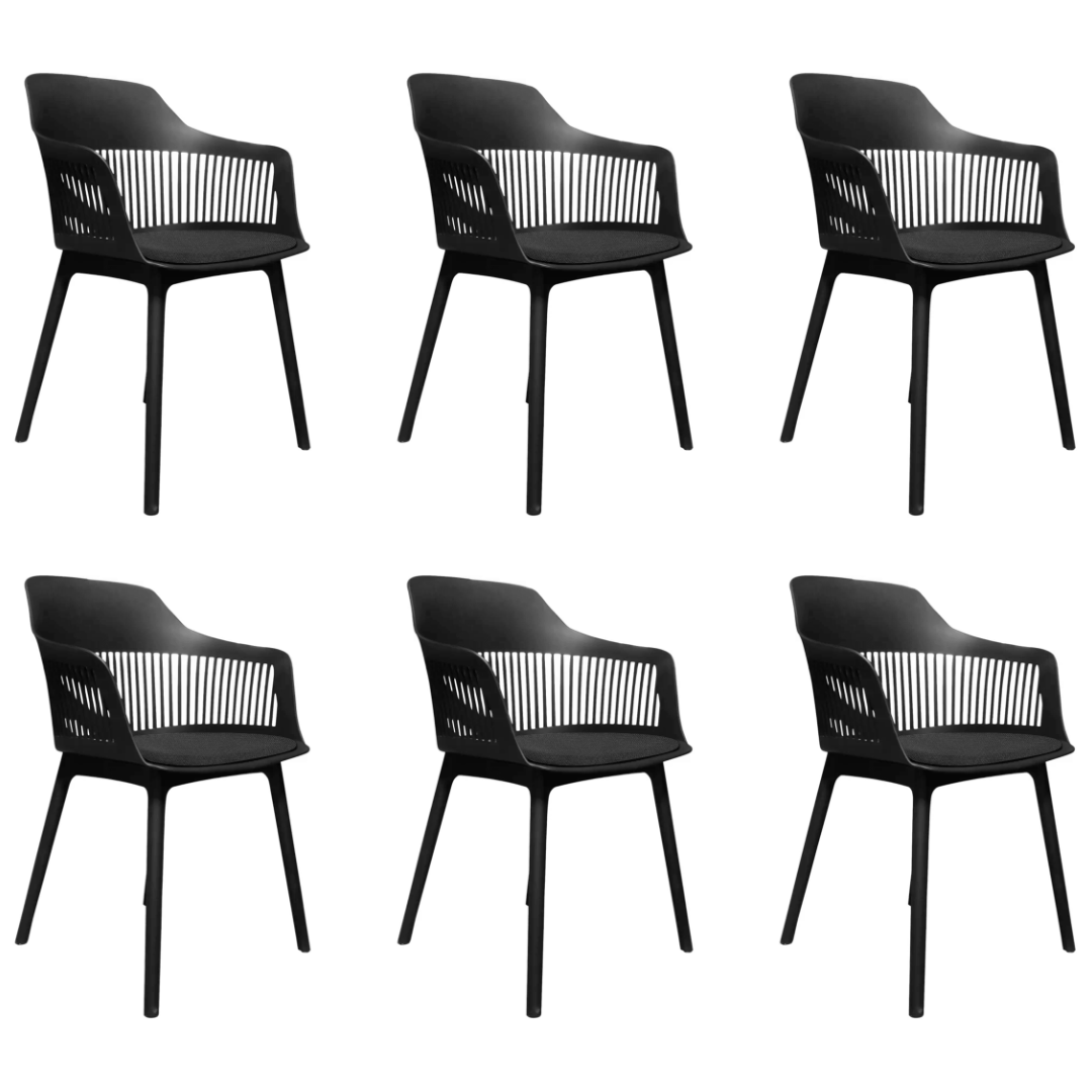 Kit 6 Cadeiras De Jantar Design Marcela Preta - 1
