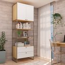 Ver imagem 5 de Guarda Roupa Closet Modulado Americano 9 Peças 100% MDF Infinity Savana/Branco Fosco Bege