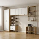 Ver imagem 1 de Guarda Roupa Closet Modulado Americano 9 Peças 100% MDF Infinity Savana/Branco Fosco Bege