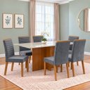 Ver imagem 1 de Conjunto Sala de Jantar Mesa Lana 160cm Tampo MDF Vidro Canto Reto 6 Cadeiras Tainá
